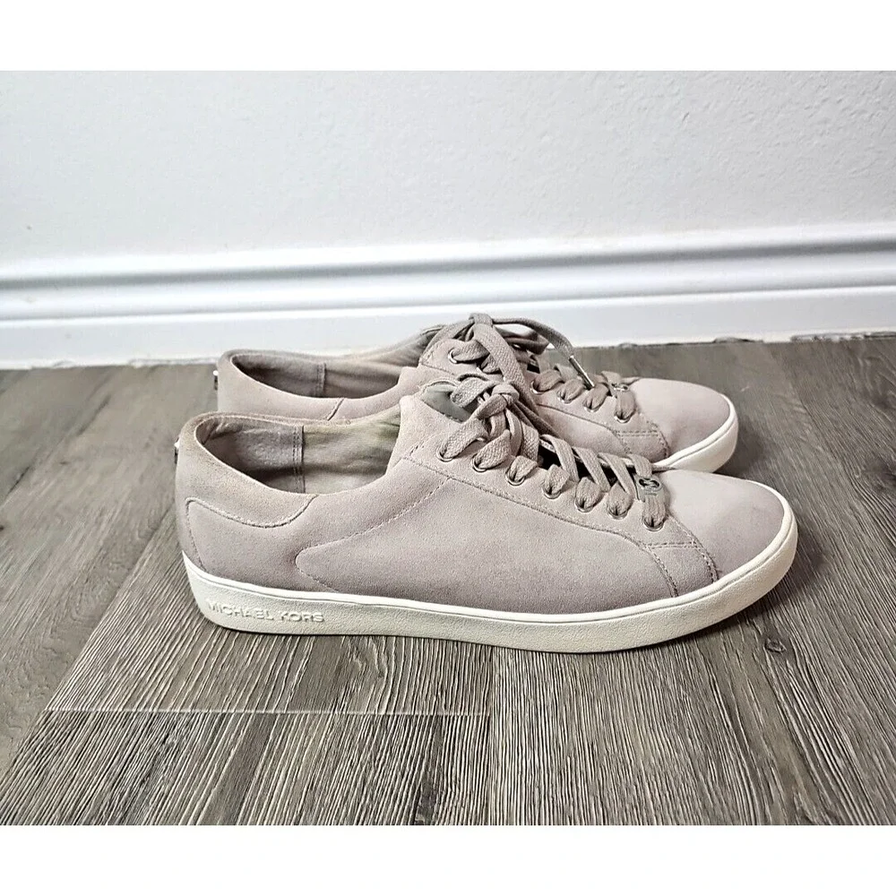Michael Kors Womens Irving Sneaker Shoes Beige HX16C Low Top Leather Lace Up 10M